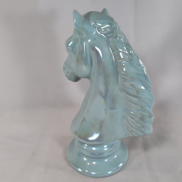 Iridescent Blue Horse Head Bust Sculpture Statue Art Home Decor Chess Bedroom - Picture 8 of 16